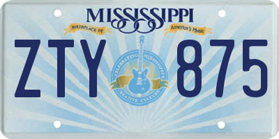 MS license plate ZTY875