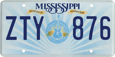 MS license plate ZTY876