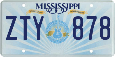 MS license plate ZTY878