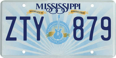 MS license plate ZTY879