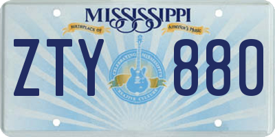 MS license plate ZTY880