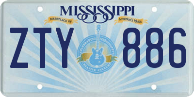 MS license plate ZTY886