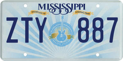 MS license plate ZTY887