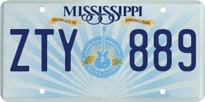 MS license plate ZTY889