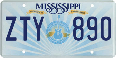 MS license plate ZTY890
