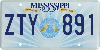 MS license plate ZTY891