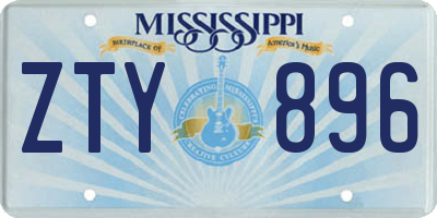 MS license plate ZTY896