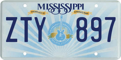 MS license plate ZTY897