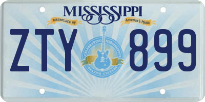 MS license plate ZTY899