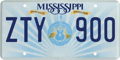 MS license plate ZTY900