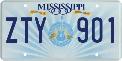 MS license plate ZTY901