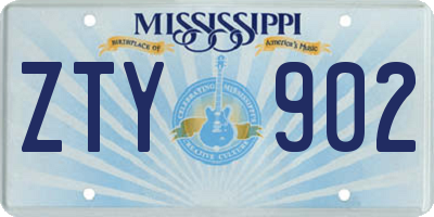 MS license plate ZTY902