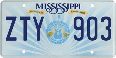 MS license plate ZTY903