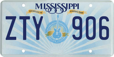 MS license plate ZTY906