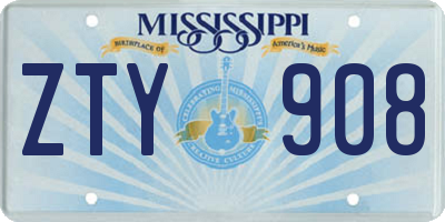 MS license plate ZTY908