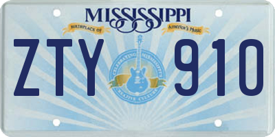 MS license plate ZTY910