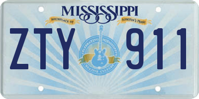 MS license plate ZTY911
