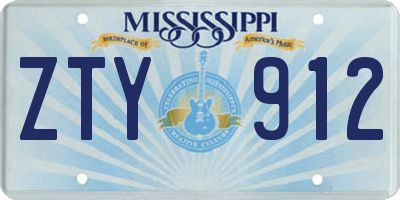 MS license plate ZTY912