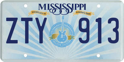 MS license plate ZTY913