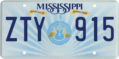 MS license plate ZTY915