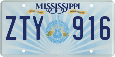 MS license plate ZTY916