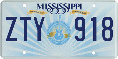 MS license plate ZTY918