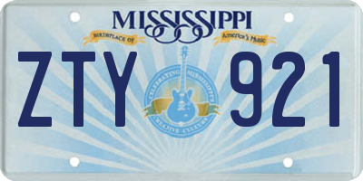 MS license plate ZTY921