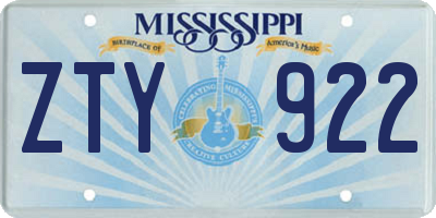 MS license plate ZTY922