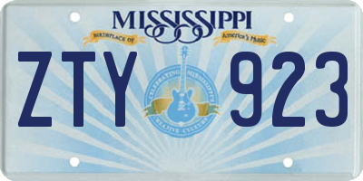 MS license plate ZTY923