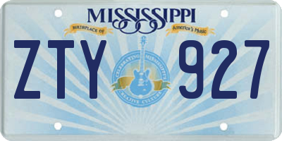 MS license plate ZTY927