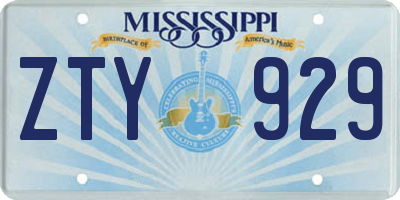MS license plate ZTY929