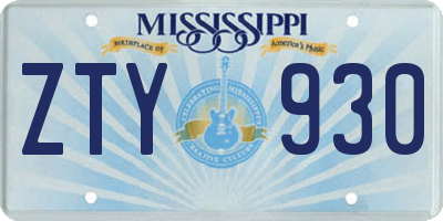 MS license plate ZTY930