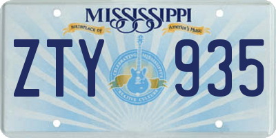 MS license plate ZTY935