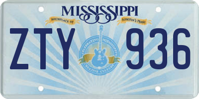 MS license plate ZTY936