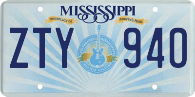 MS license plate ZTY940