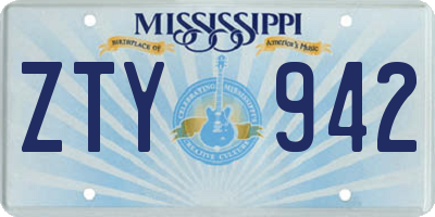 MS license plate ZTY942