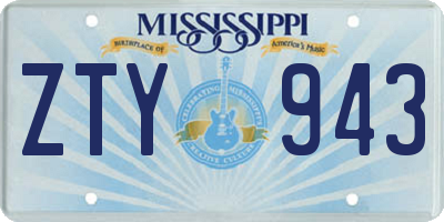 MS license plate ZTY943