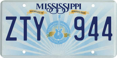 MS license plate ZTY944