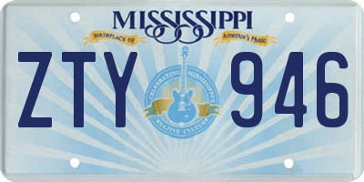 MS license plate ZTY946