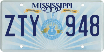 MS license plate ZTY948