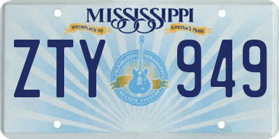 MS license plate ZTY949