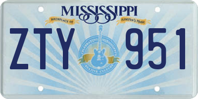 MS license plate ZTY951