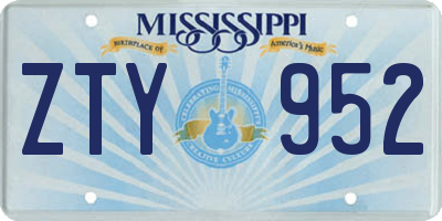MS license plate ZTY952