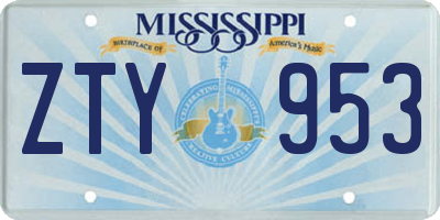 MS license plate ZTY953