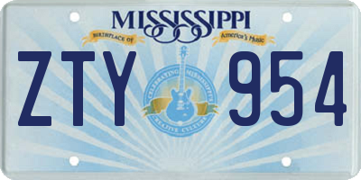 MS license plate ZTY954