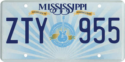 MS license plate ZTY955
