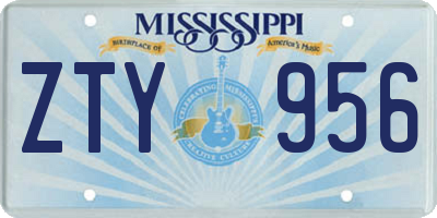MS license plate ZTY956