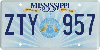 MS license plate ZTY957