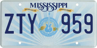 MS license plate ZTY959