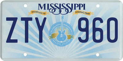 MS license plate ZTY960